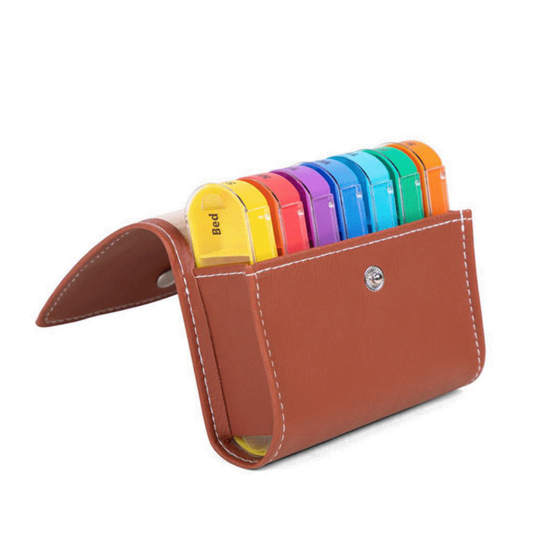 מארגן גלולות שבועי מותאם אישית עם נרתיק PU 