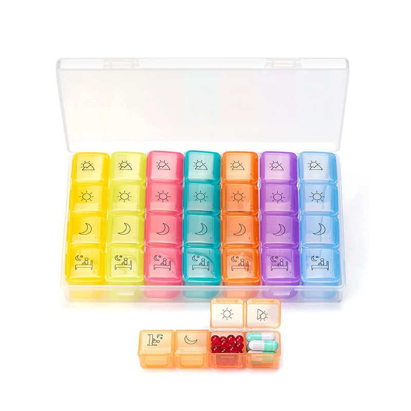 קופסת גלולות לתרופות ניידות יומיות שבועיות 