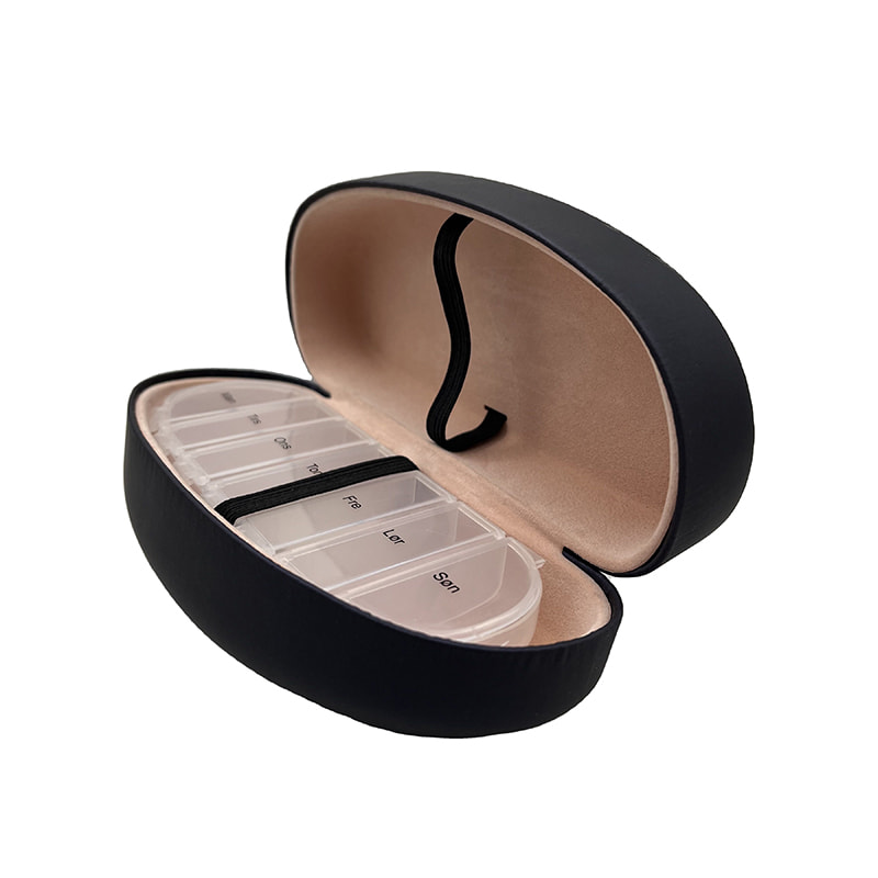 חידוש שבועי 7 תאים מארגן גלולות עם נרתיק למשקפיים